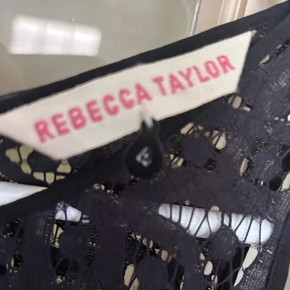 Rebecca Taylor | Black Ponte and Lace Inset Sleeveless Dress Size 4 - Picture 9 of 9